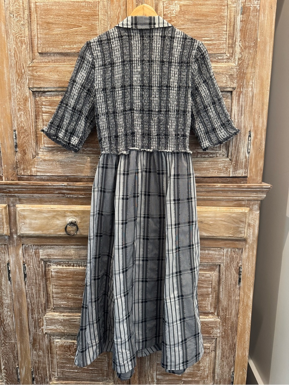 Maeve Anthropologie Black and White Plaid Button-Front Dress Classic Quiet Lux - Picture 5 of 9